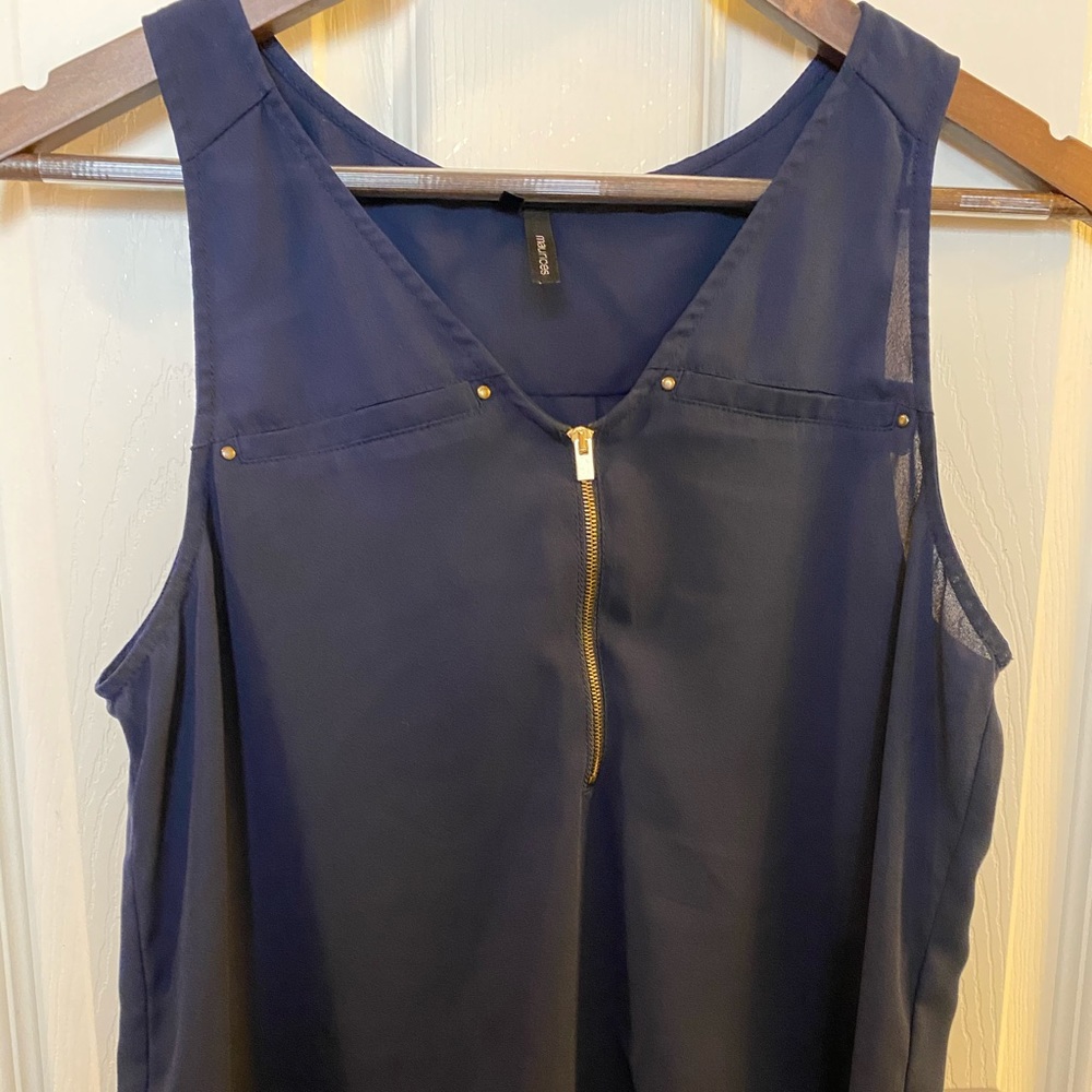 Navy Chiffon Blouse